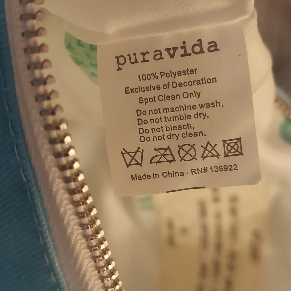 Pura Vida Retro-Chic Blue  Fold-over Cosmetic Travel Versitile Zip Snap Pouch